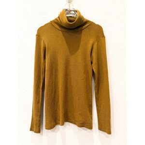 SISKIN MamaOwl Merino Wool Silk Fall Brown Turtleneck Sweater M Cozy Cottagecore